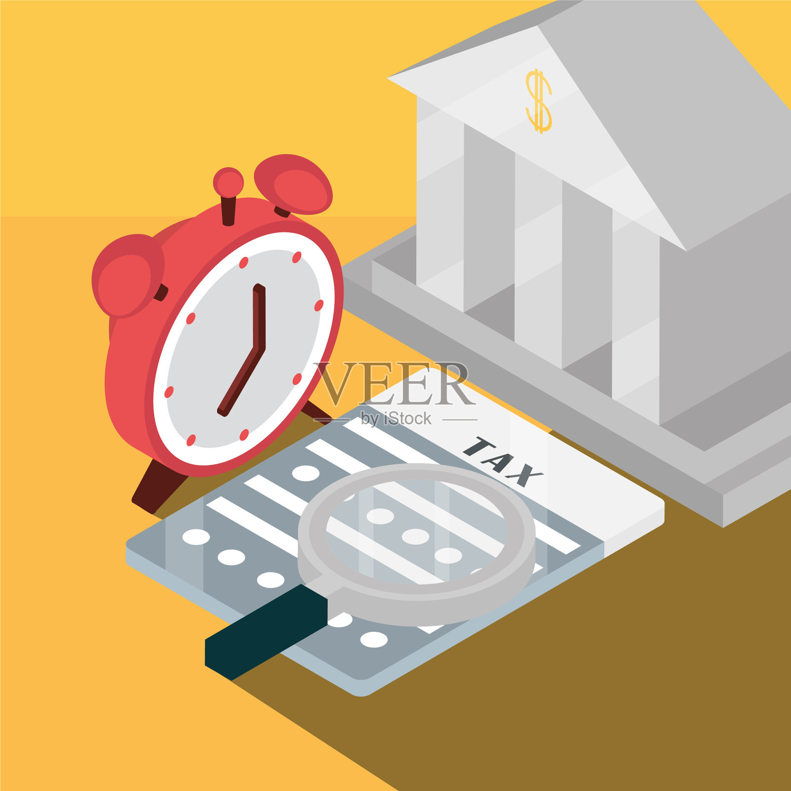 税务银行放大镜插画图片素材