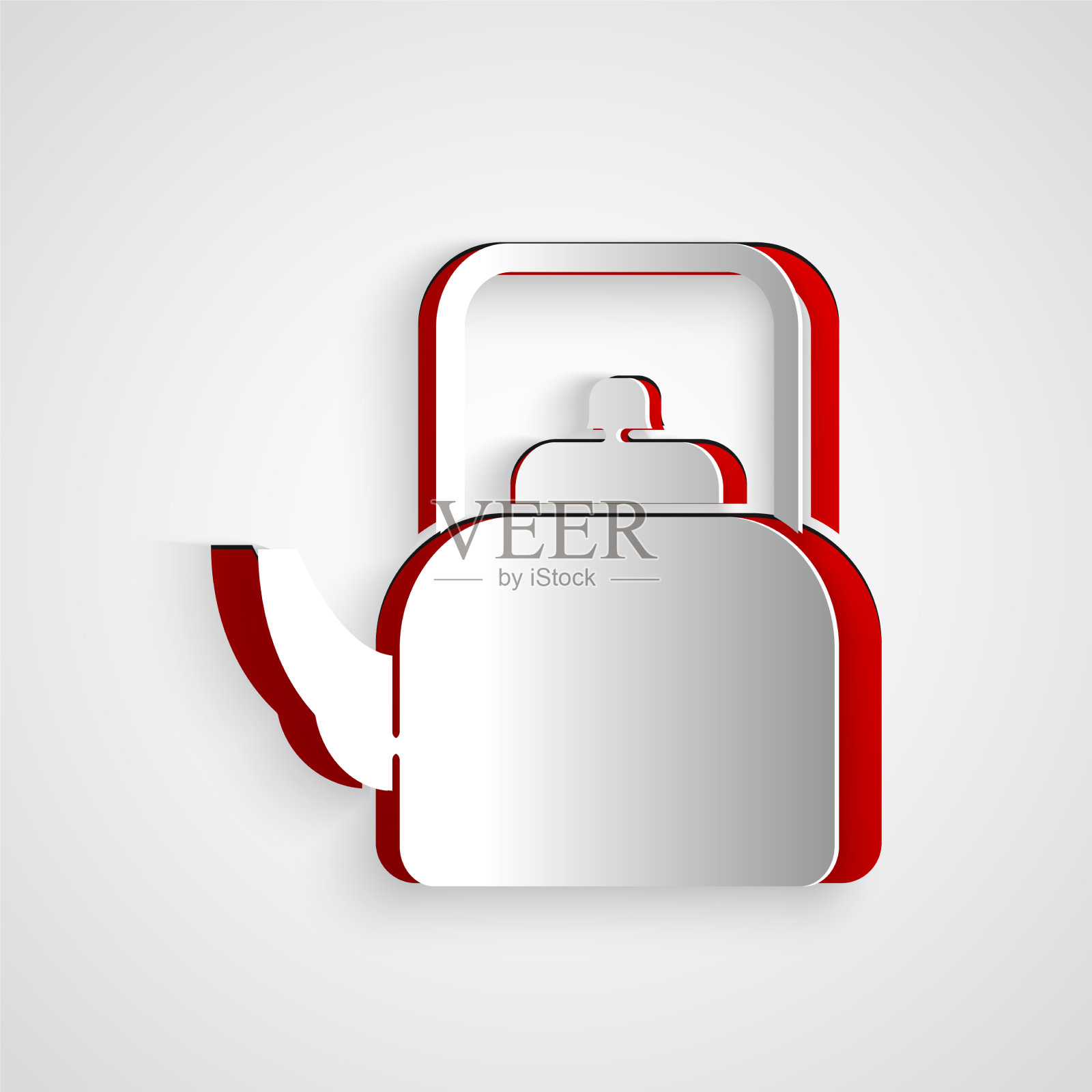 剪纸水壶与处理图标孤立在灰色插画图片素材