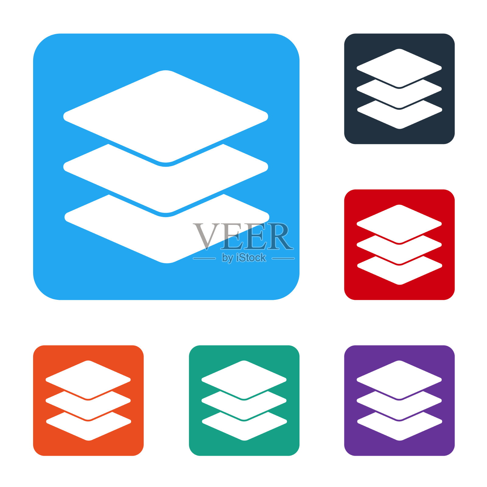 白色图层图标隔离在白色背景上图标素材