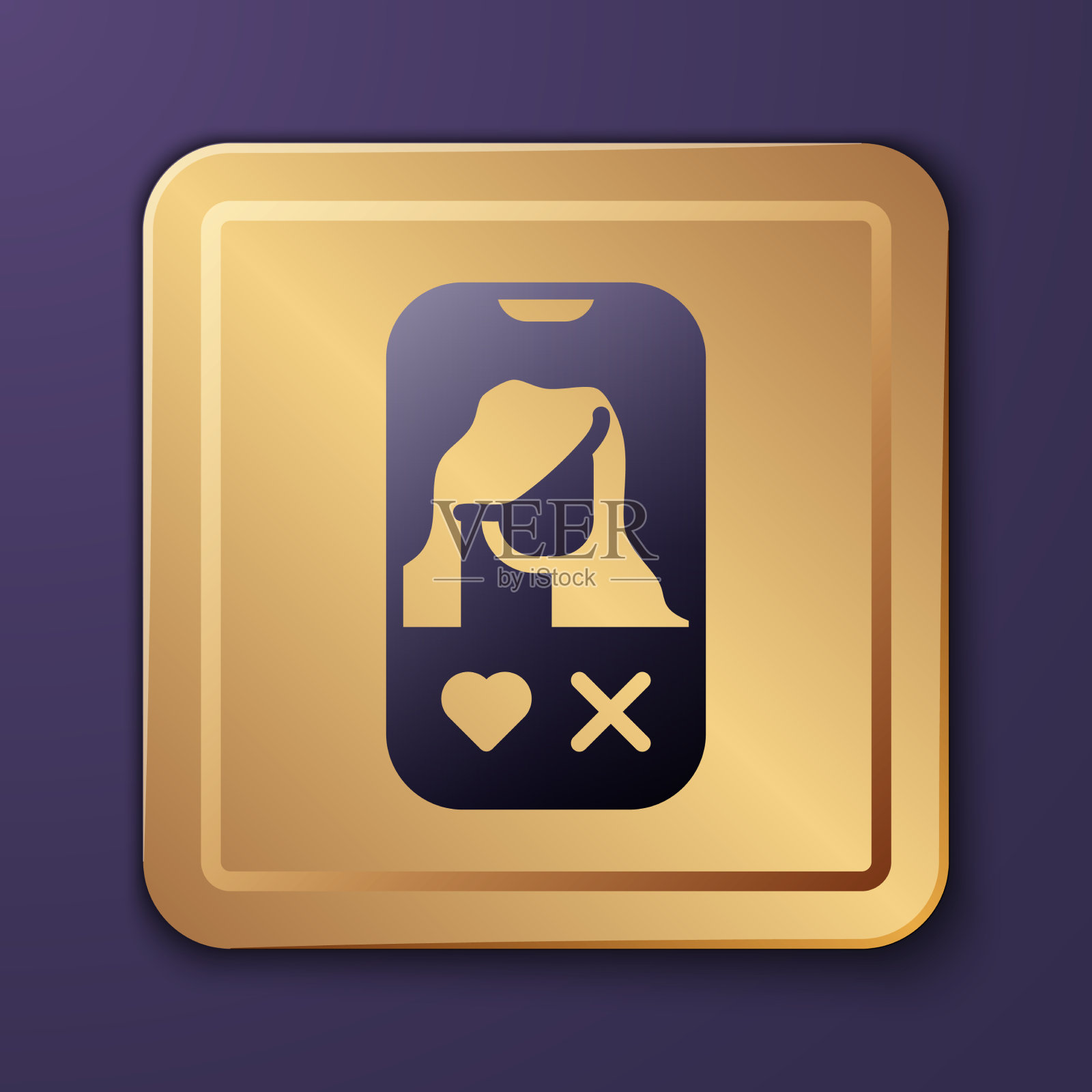 紫色约会app在线移动概念图标图标素材