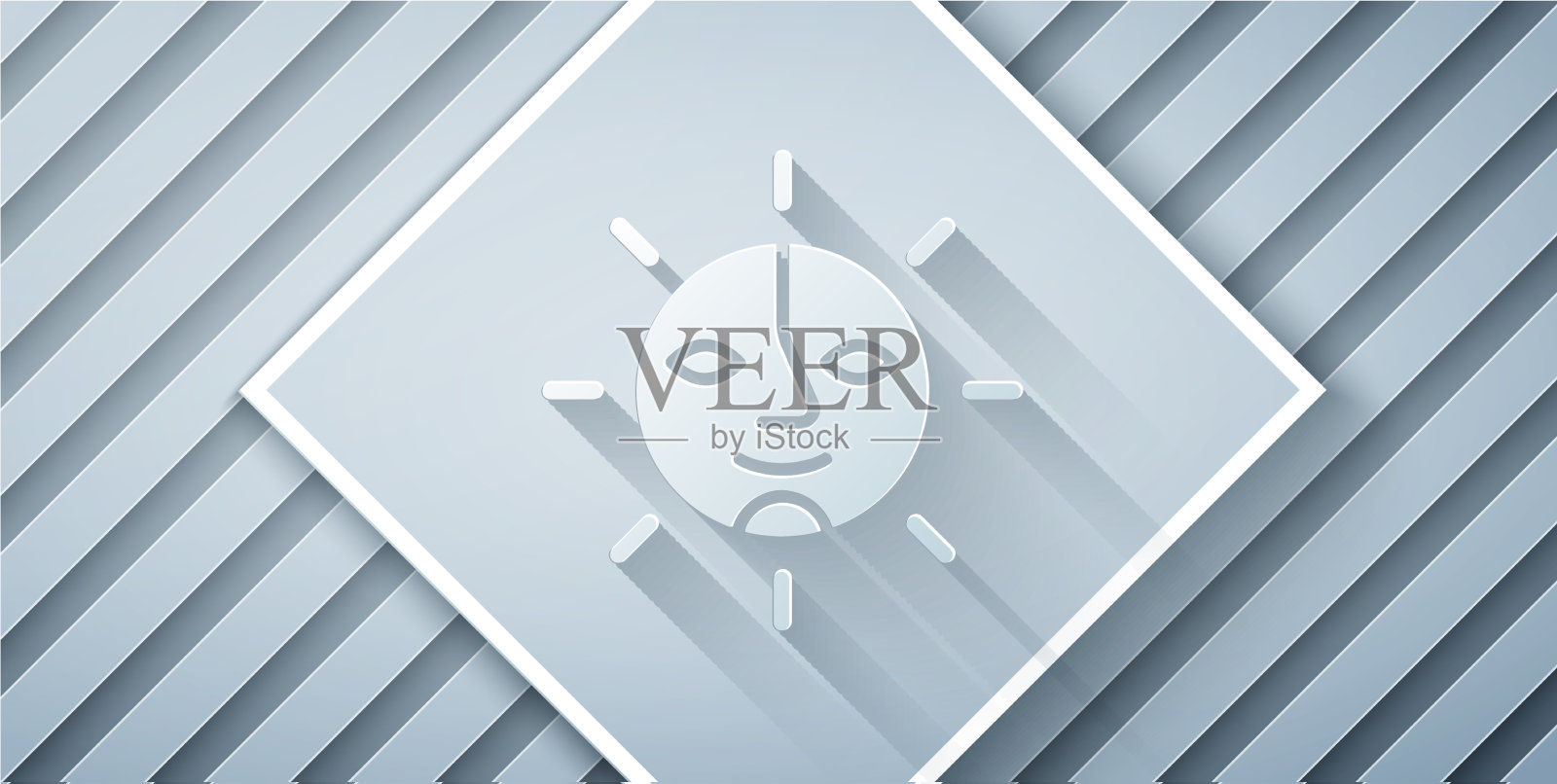 剪纸太阳图标孤立在灰色背景插画图片素材