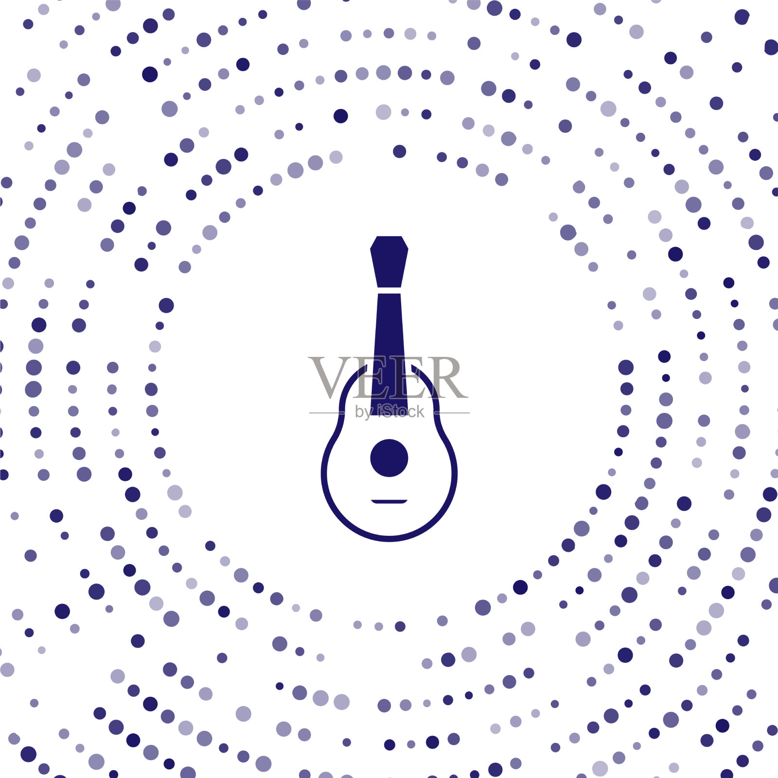 蓝色吉他图标孤立的白色背景插画图片素材