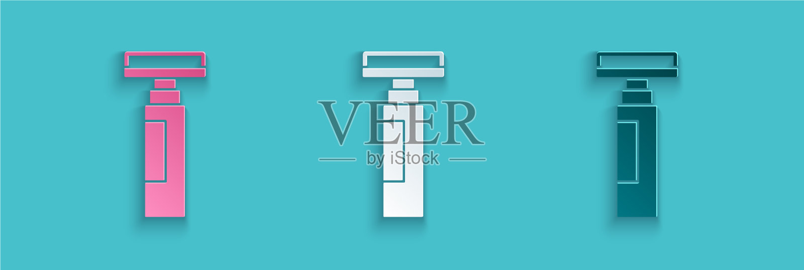 剪纸记号笔图标孤立在蓝色插画图片素材