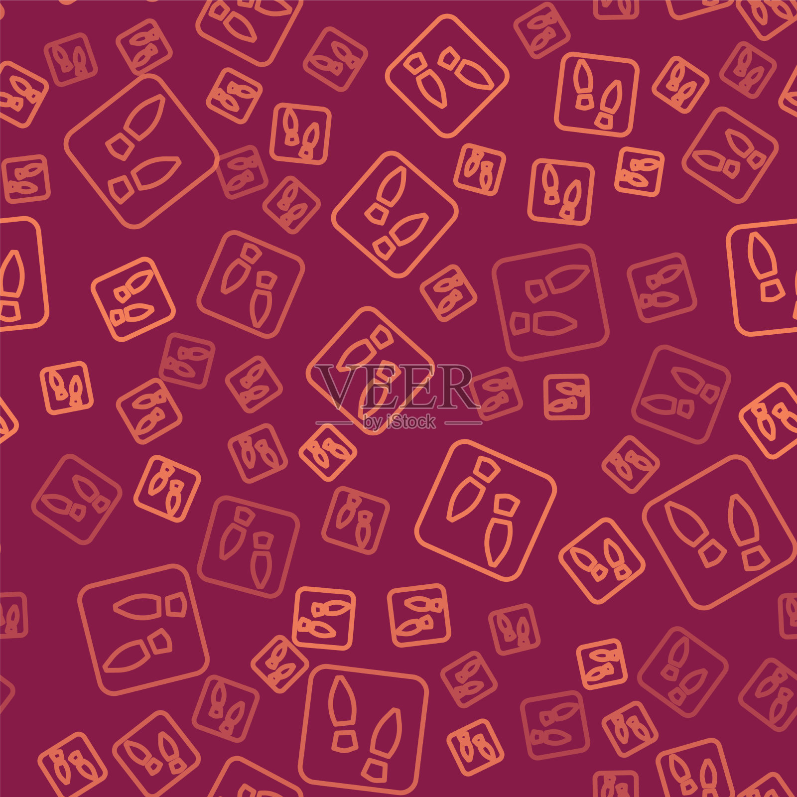 棕色线人类脚印鞋图标孤立插画图片素材