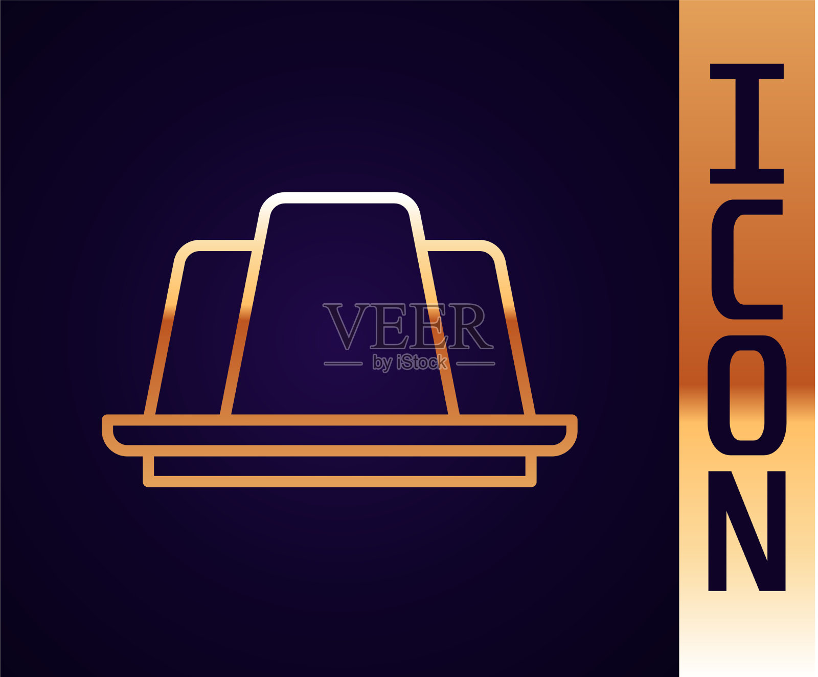 黄金线果冻蛋糕图标孤立在黑色插画图片素材