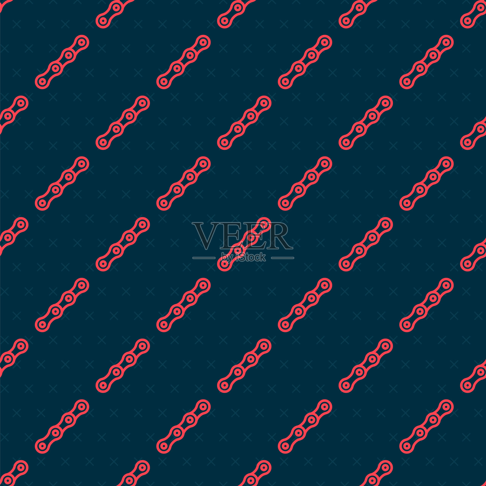 红线自行车链图标隔离无缝插画图片素材