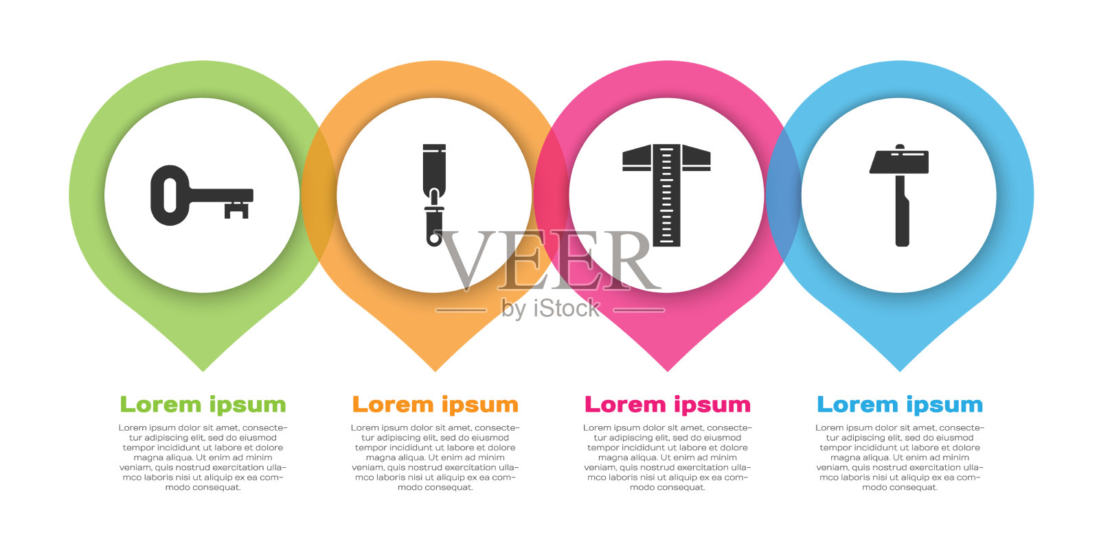 设置旧键锉刀t-square线和金属锉插画图片素材