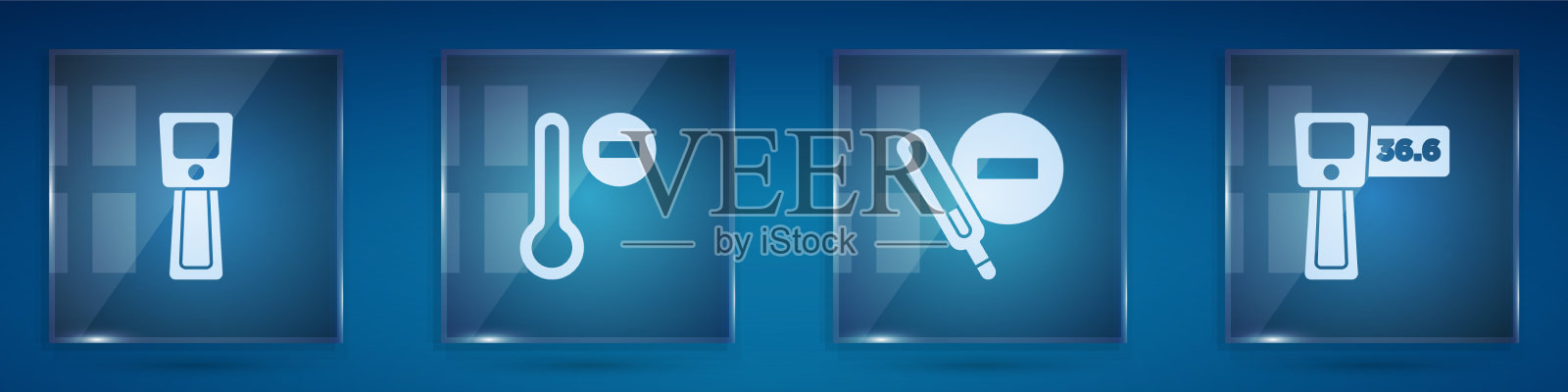 设置数字温度计，气象，医疗和图标素材