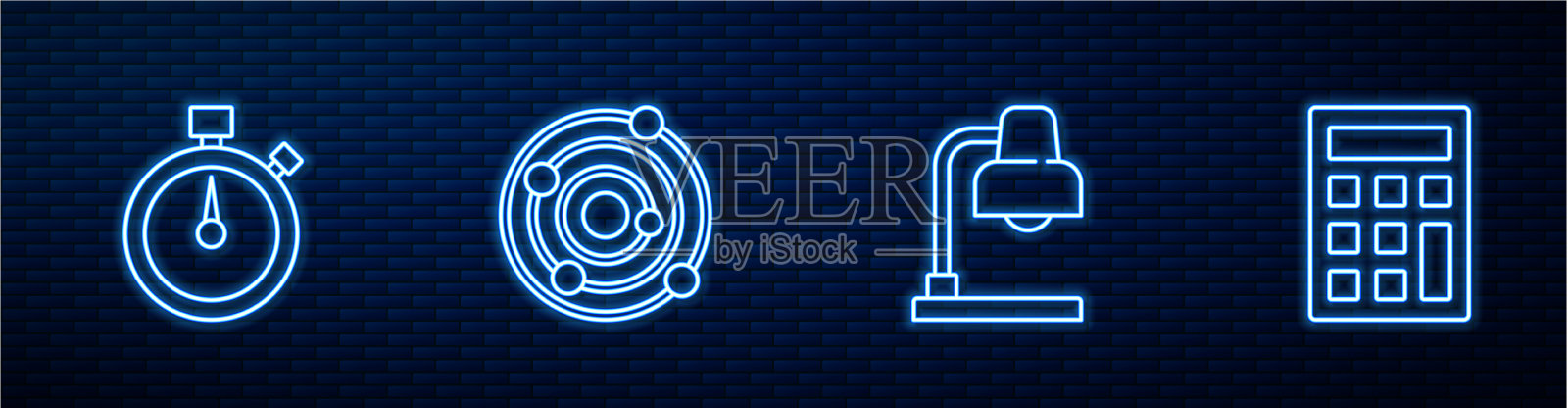 设置直线表、秒表和台灯图标素材