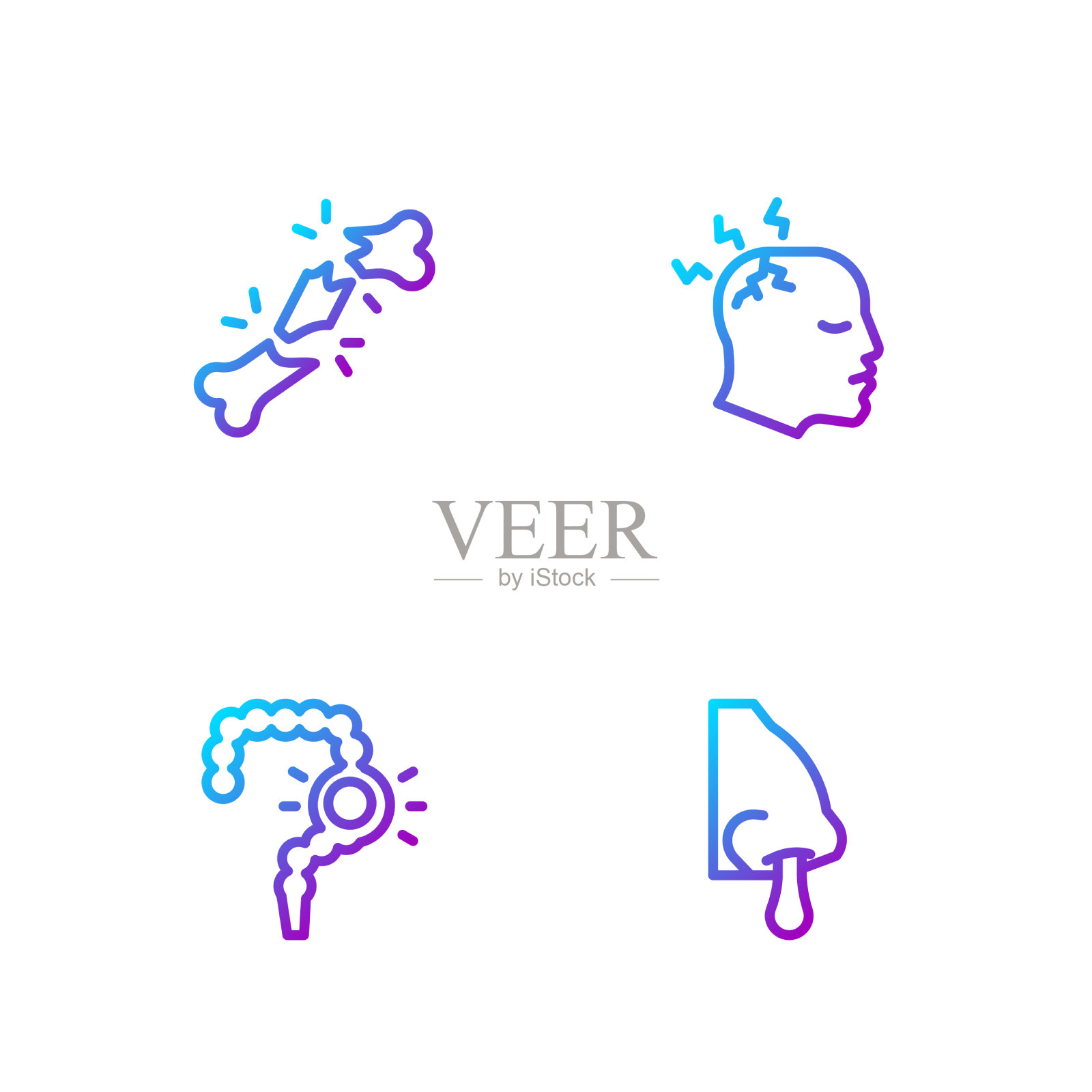 设线流鼻肠便秘人插画图片素材