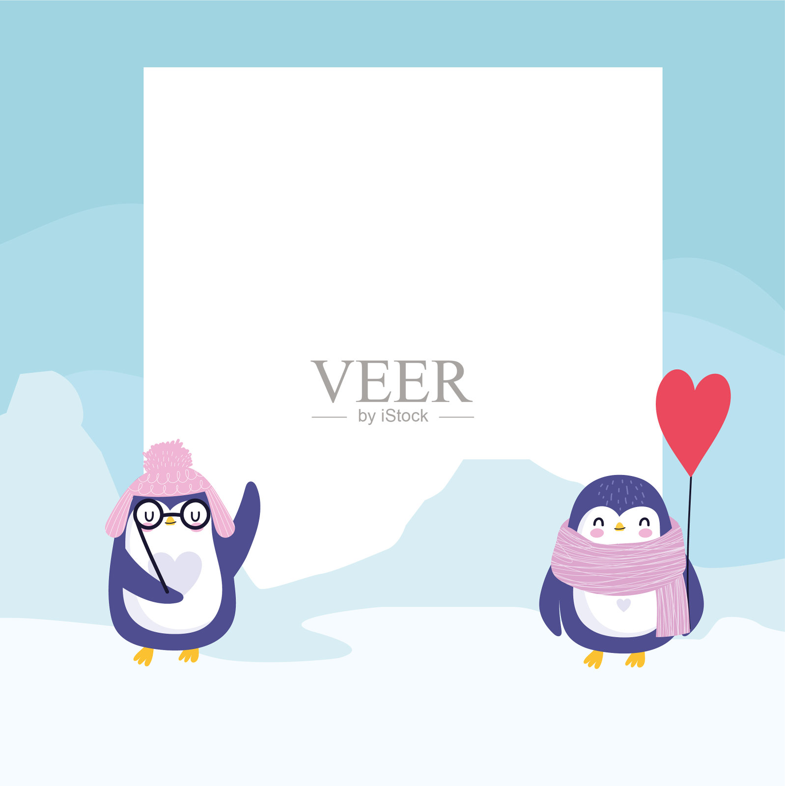 企鹅冬天横幅插画图片素材