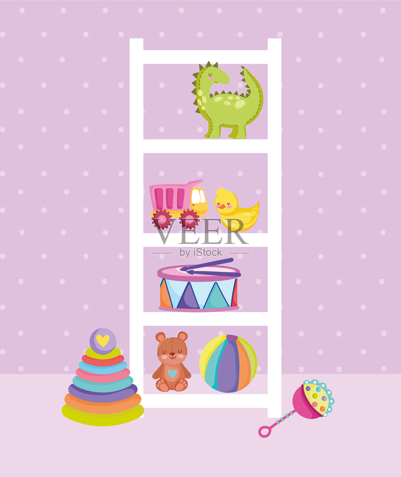 玩具对孩子插画图片素材