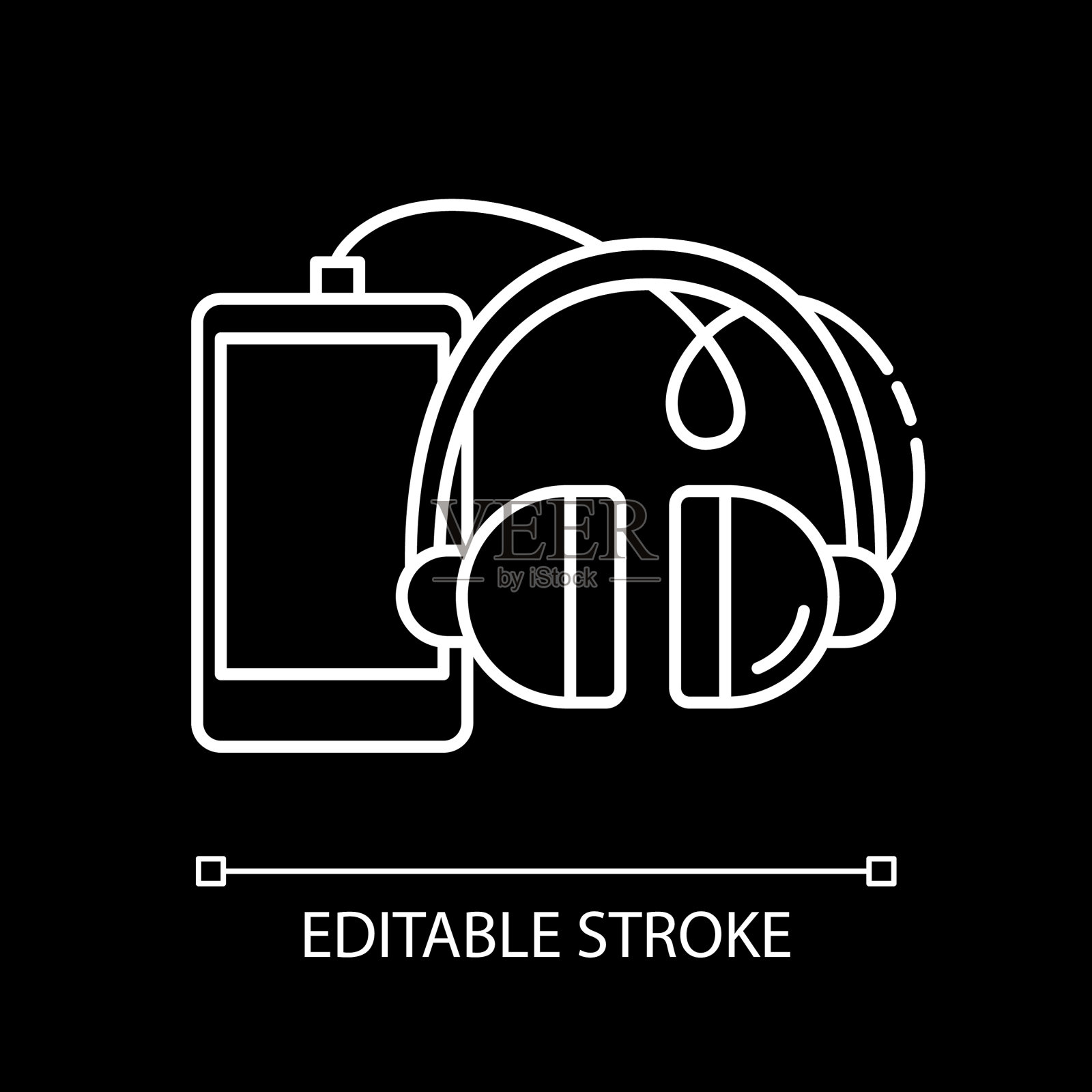 手机及配件的白色线性图标为黑色设计元素图片