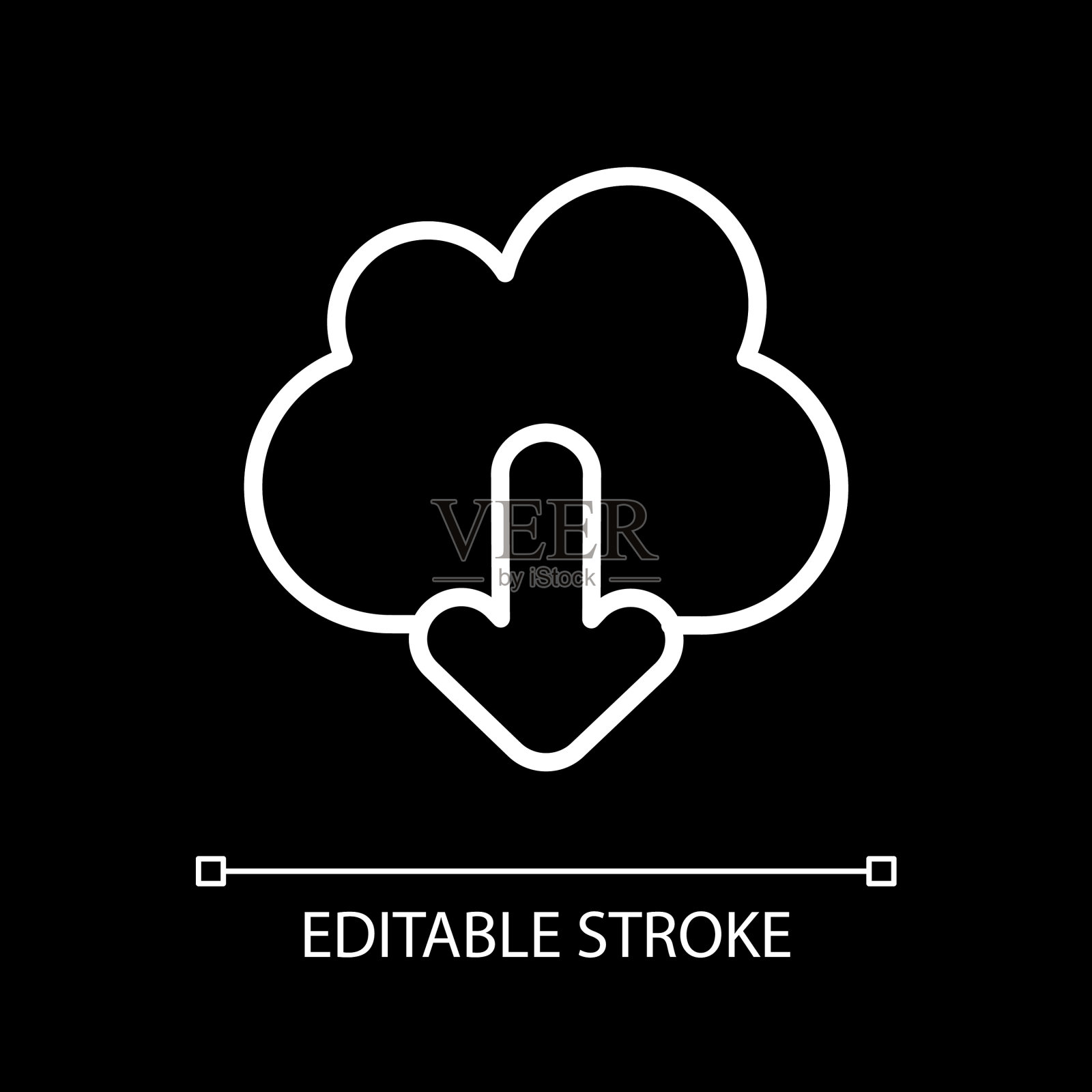 下载黑色主题的白色线性图标插画图片素材