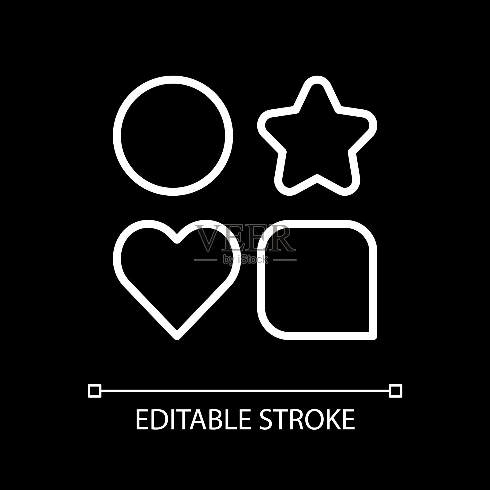 列表程序白色线性图标为黑暗主题插画图片素材