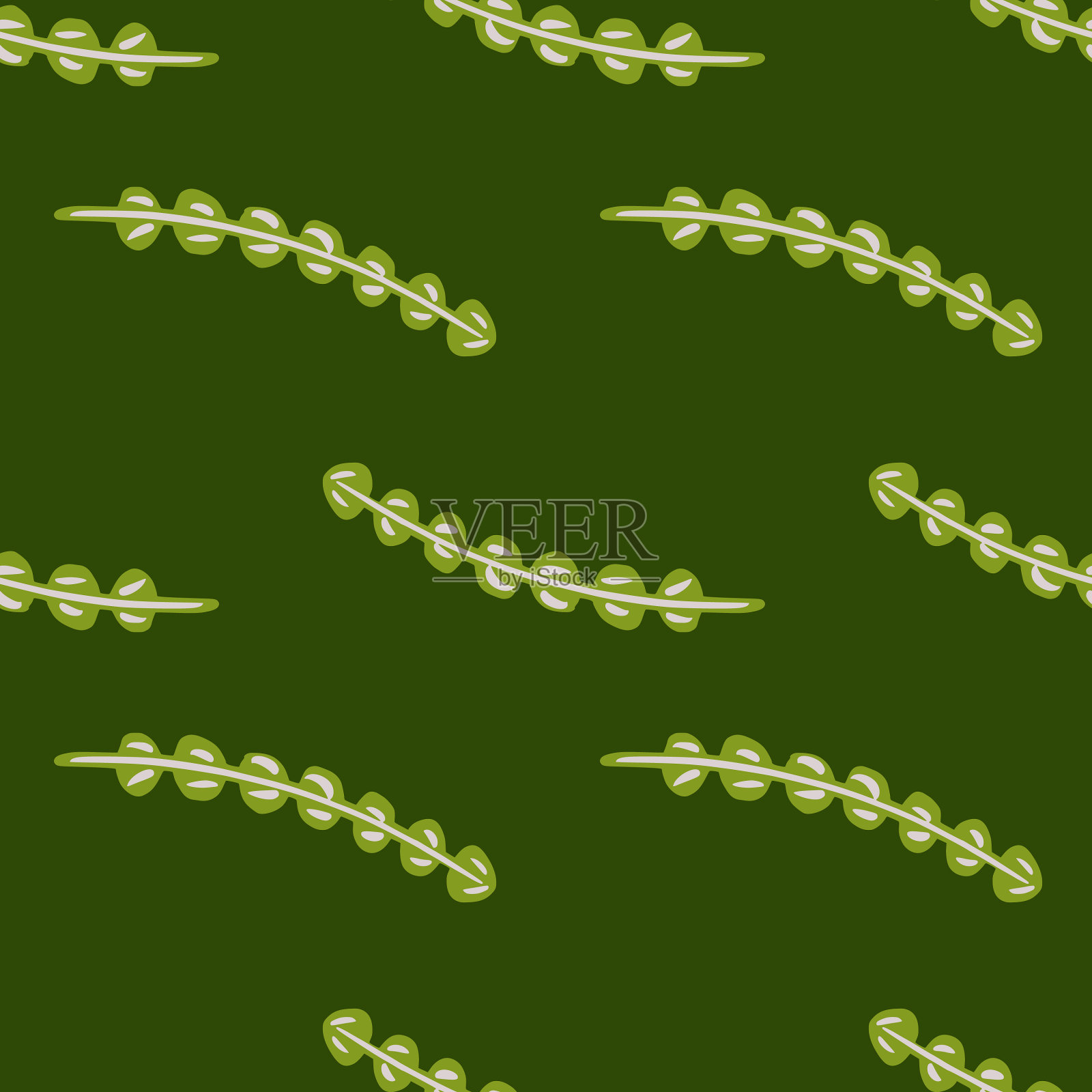 深色水植物无缝图案与简单插画图片素材