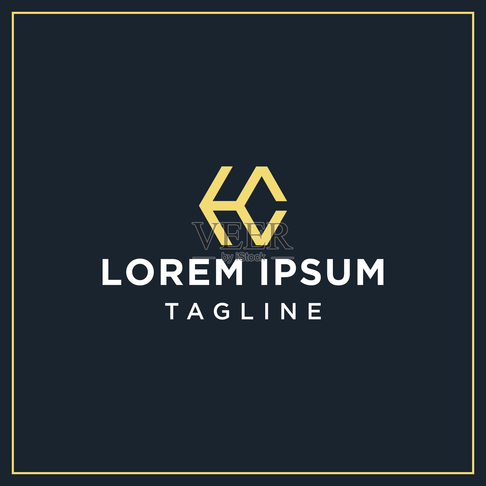 Hc或kc六边形标志插画图片素材