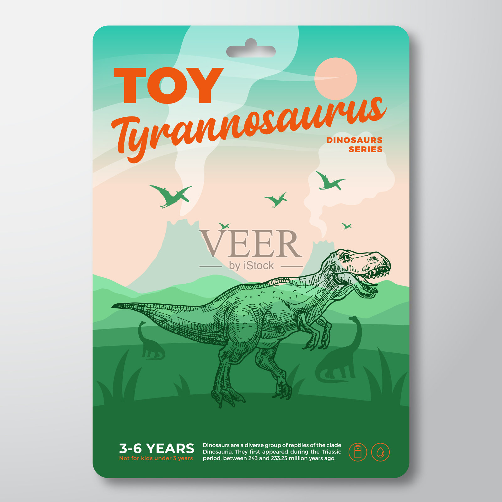 玩具恐龙标签模板抽象插画图片素材