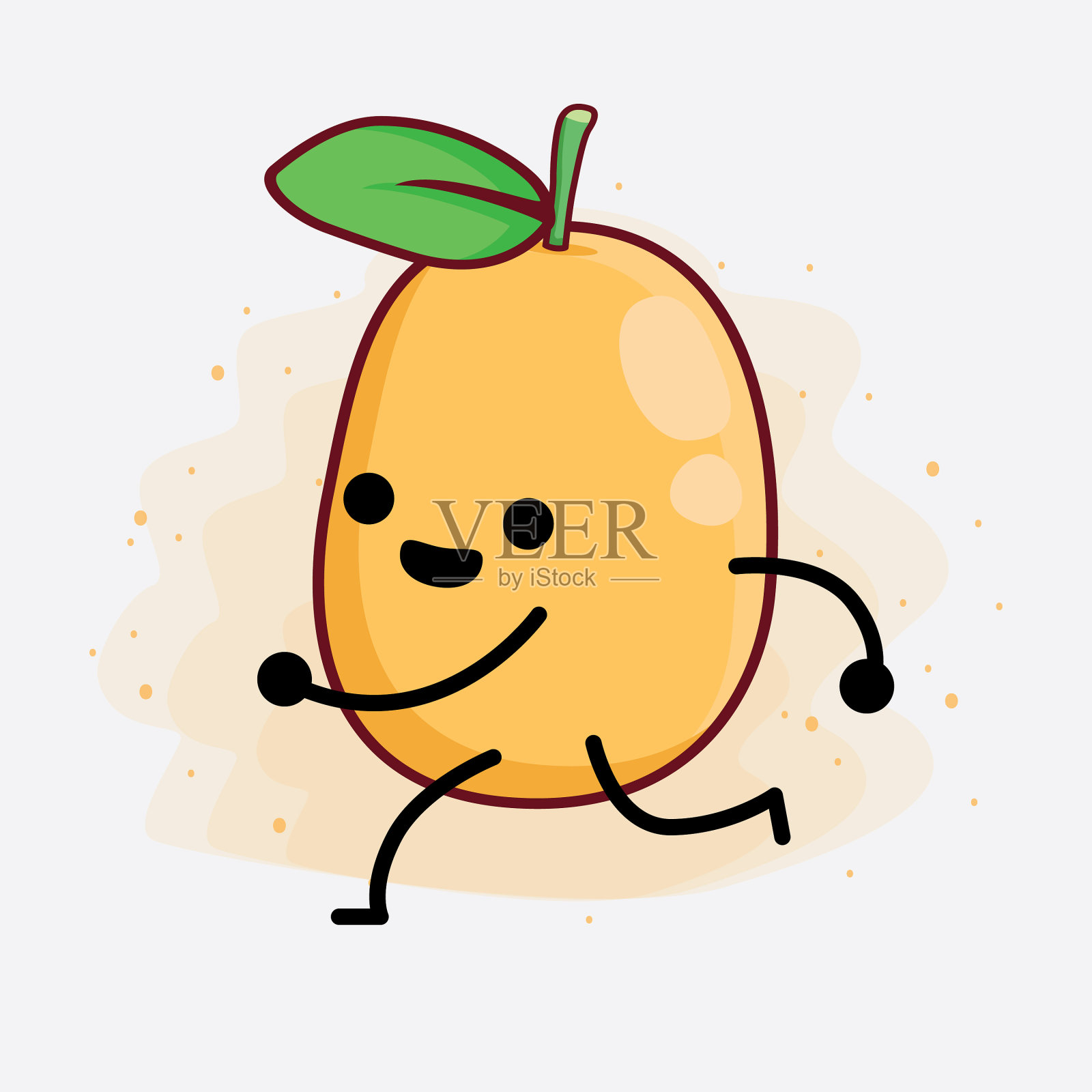 金橘水果可爱的性格与简单的脸插画图片素材