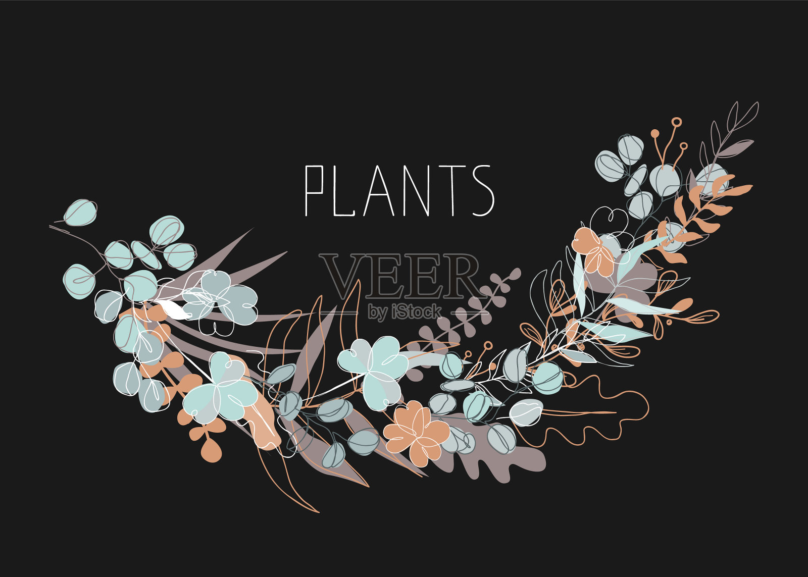 摘要花上深色插画图片素材