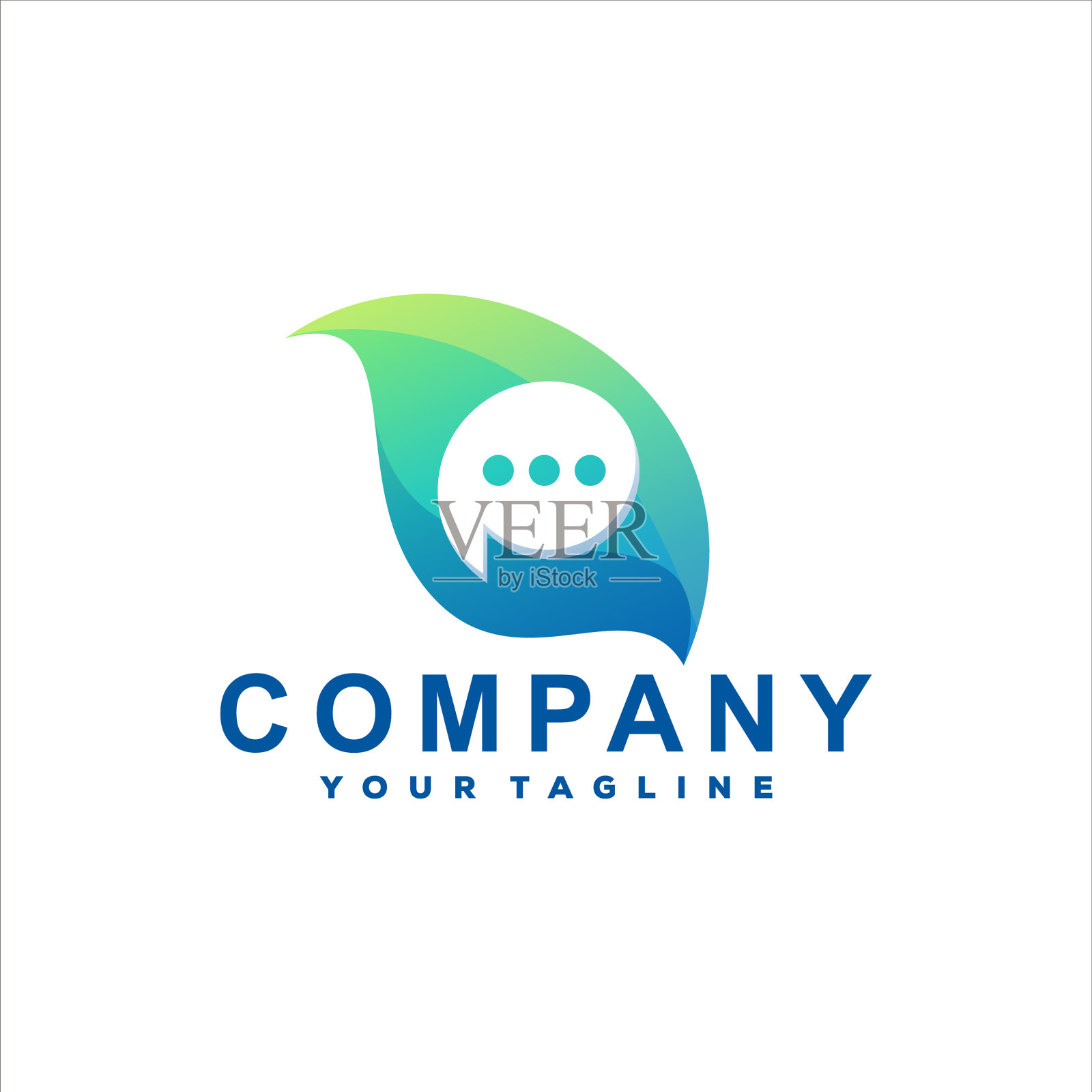 聊天叶渐变标志设计插画图片素材