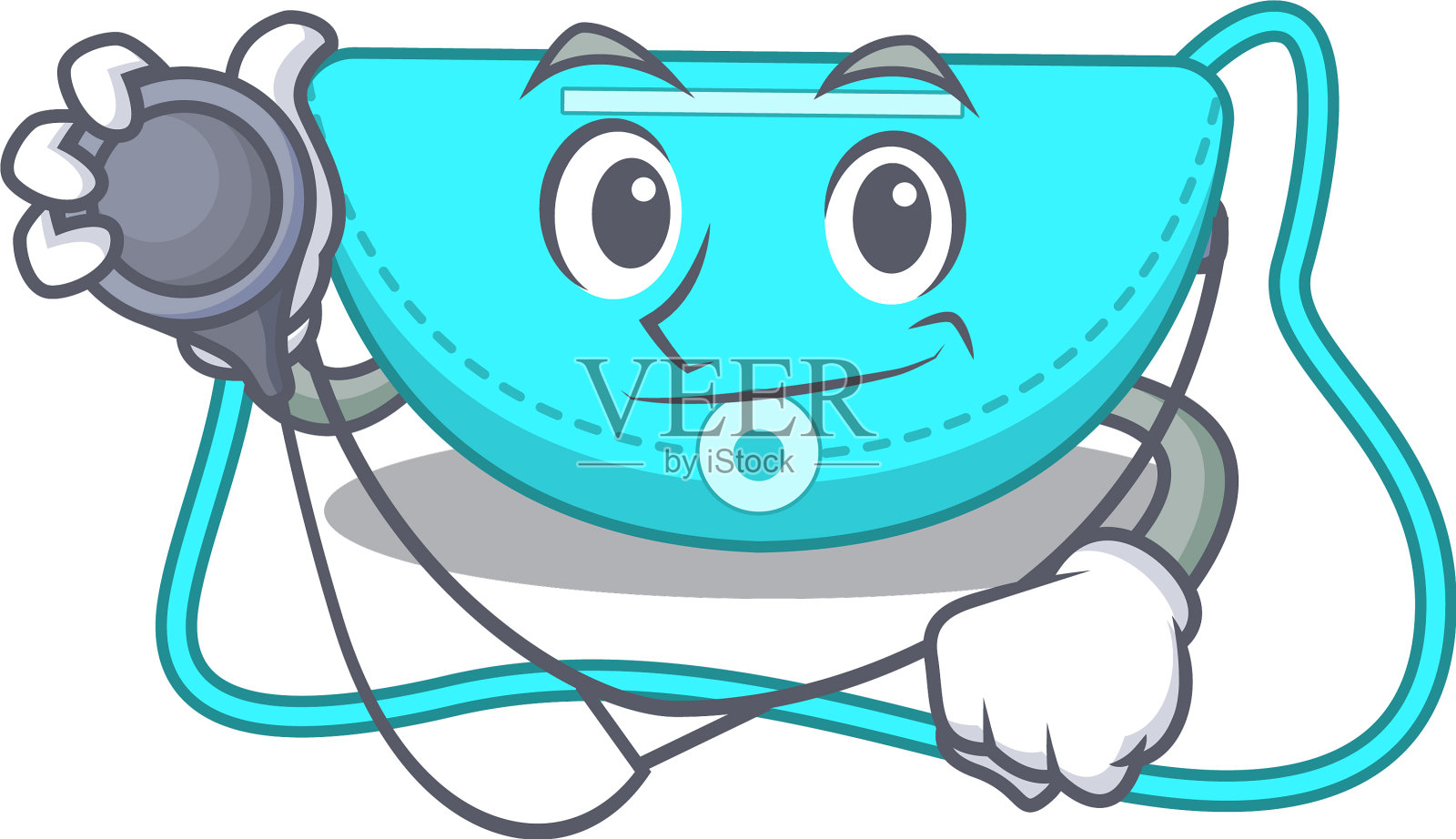 笑脸医生卡通人物带吊带袋插画图片素材