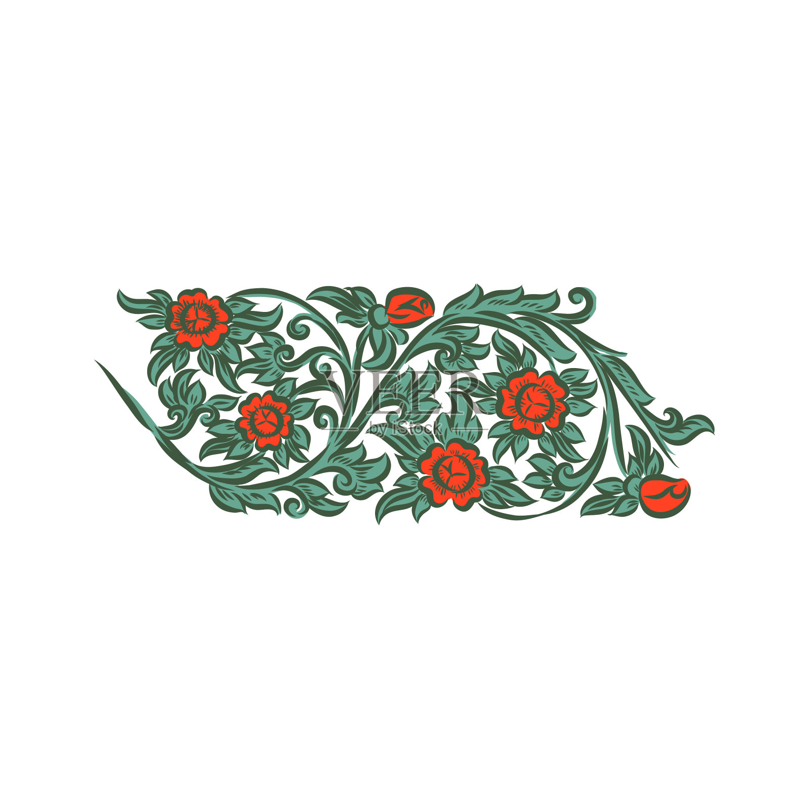 俄罗斯民间艺术风格植物花卉幻想插画图片素材