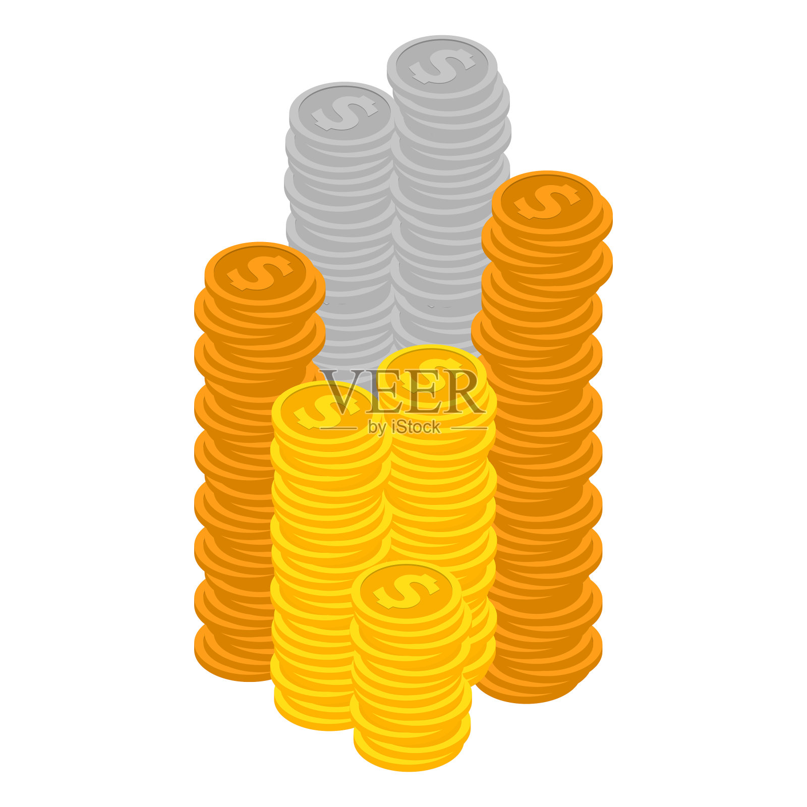 大钱概念大金币几百个插画图片素材