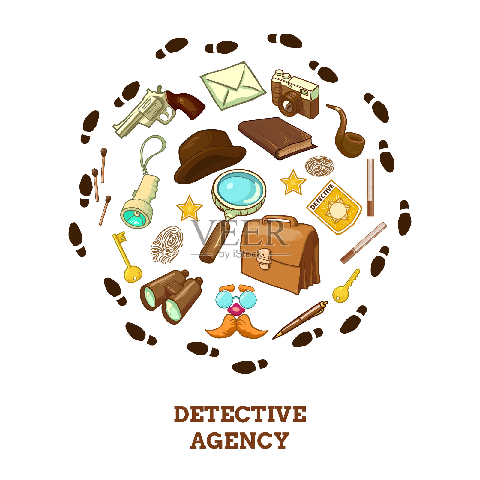 侦探社圆作文插画图片素材
