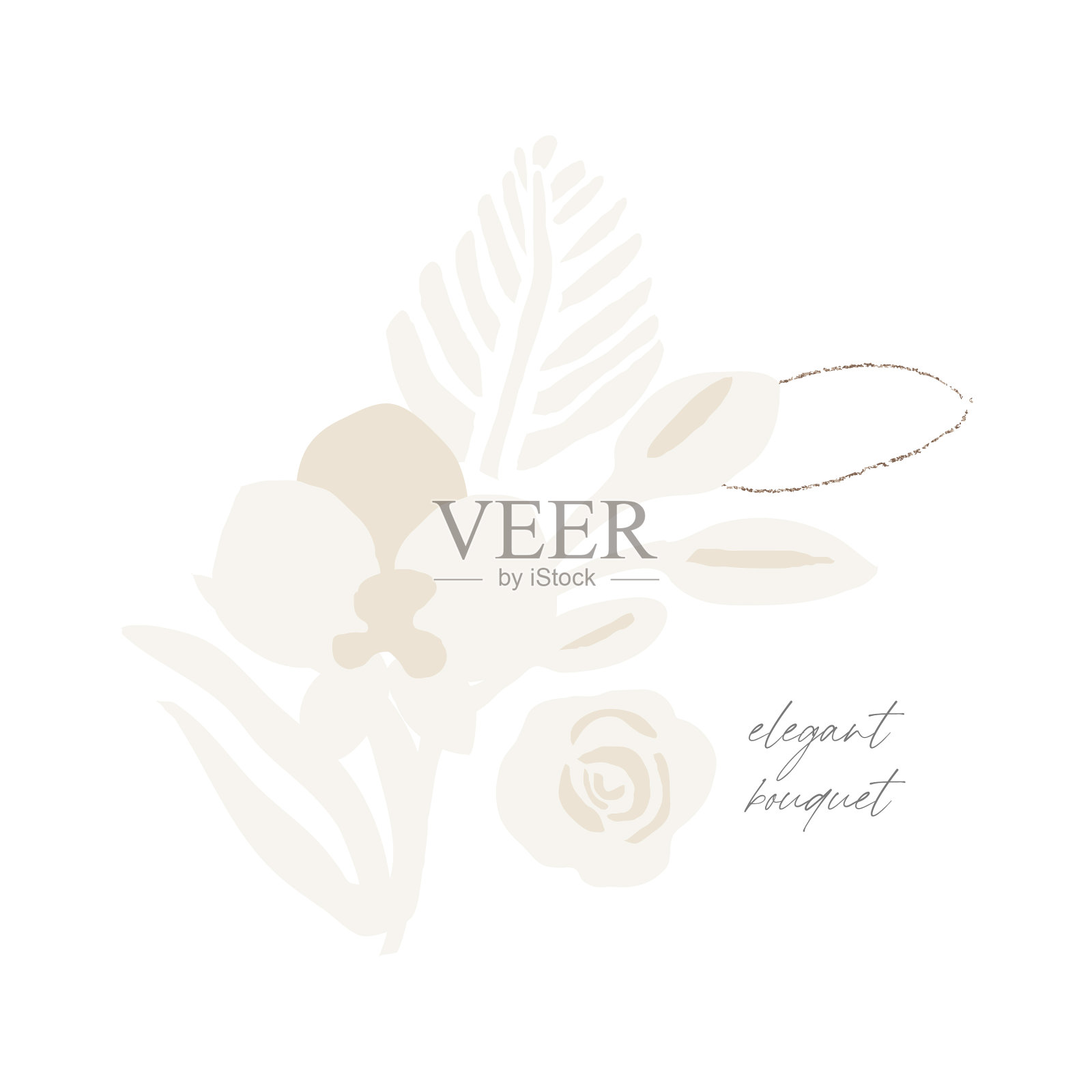 时髦的抽象波西米亚花香干棕榈叶设计元素图片