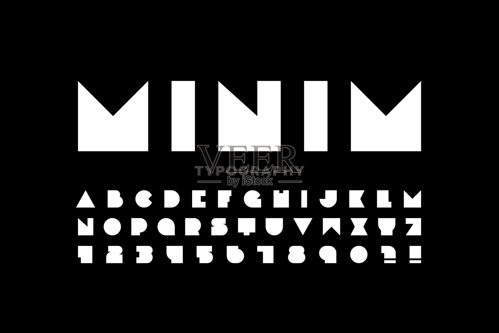 最小几何样式字体排印设计插画图片素材