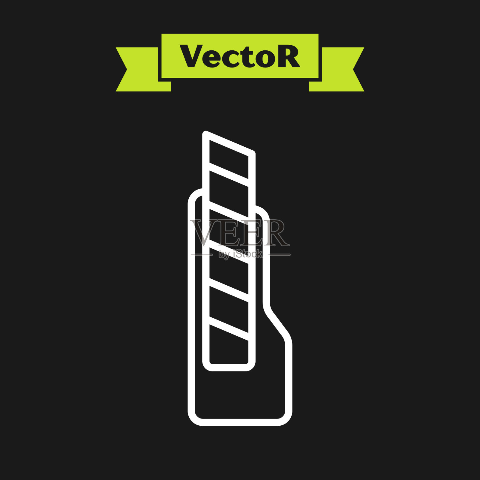 白色线文具刀图标孤立在黑色插画图片素材