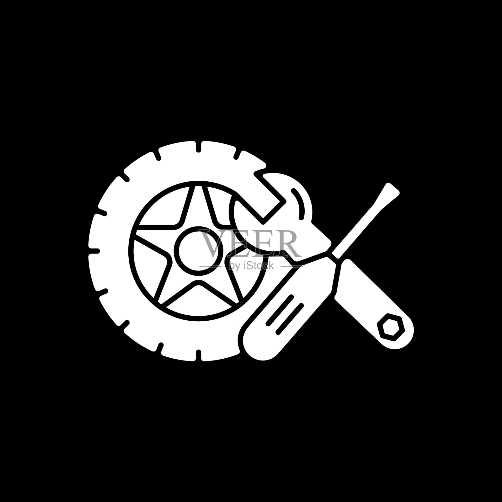 汽车零件暗模式字形图标插画图片素材