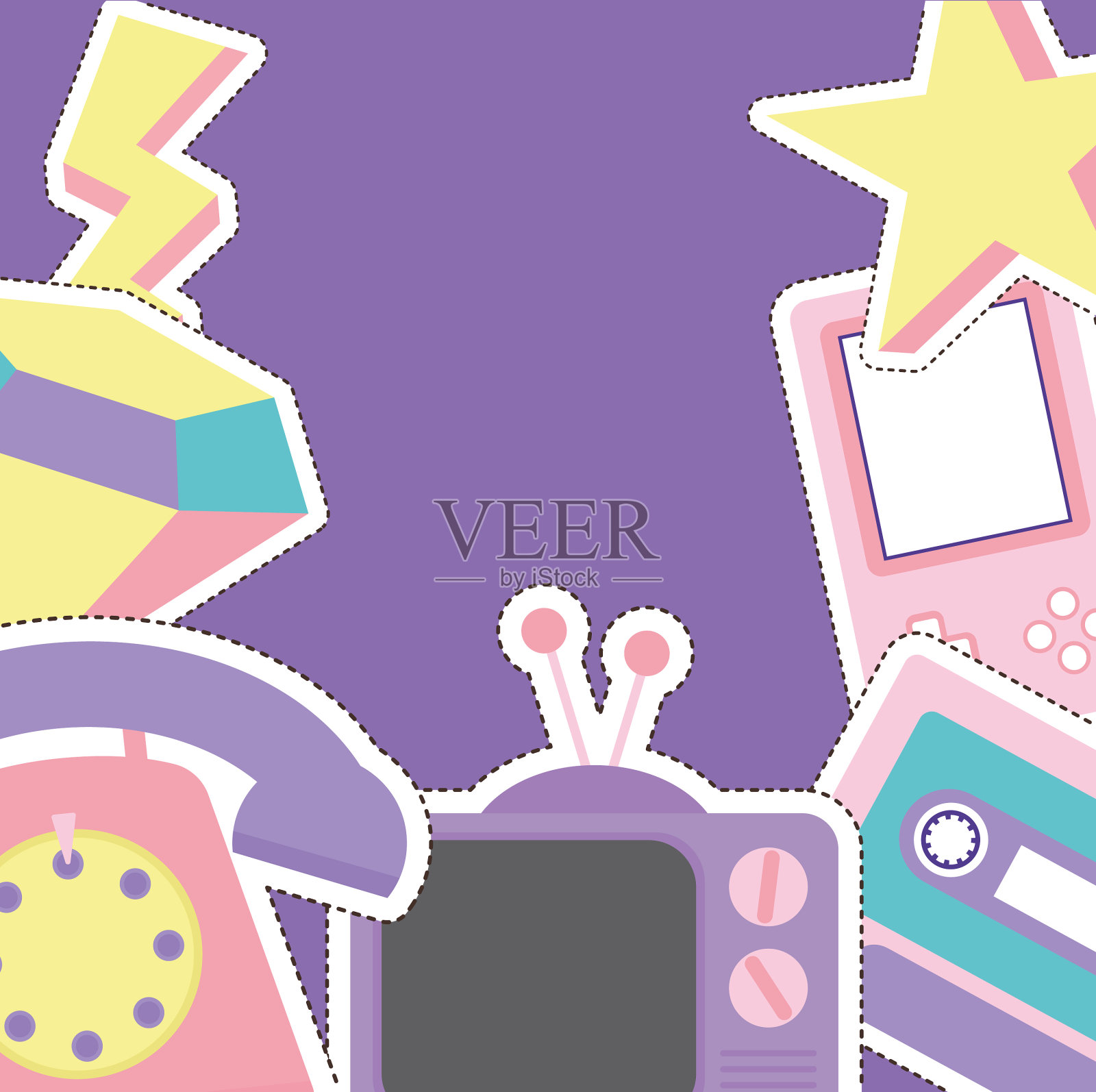 将80s和90s补丁分组插画图片素材