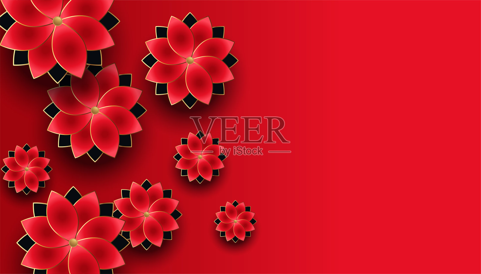 红色和金色漂亮的背景与文本空间插画图片素材