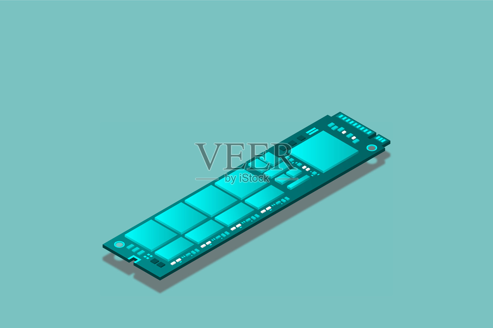 Nvme表示m2内存真实感3d等距插画图片素材