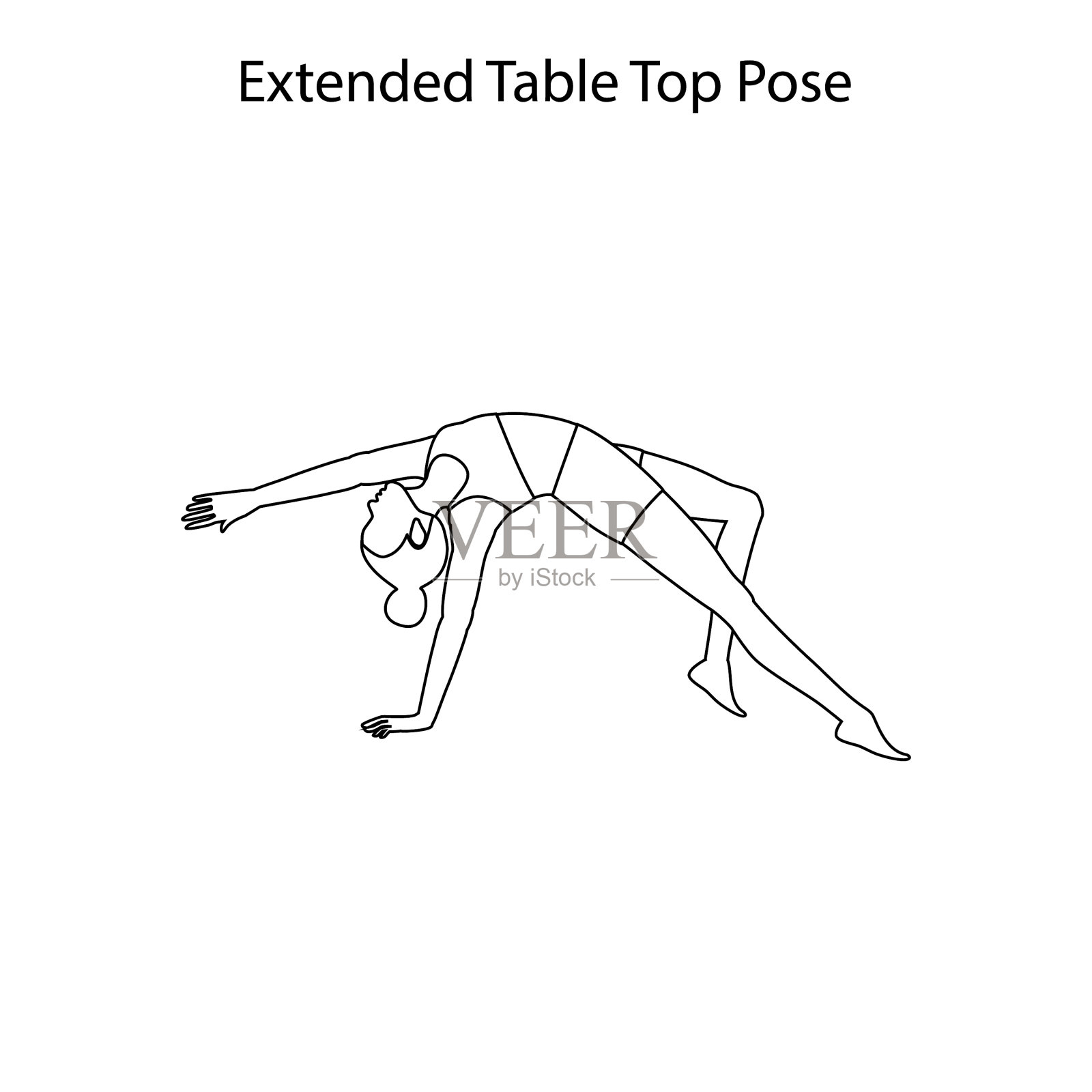 伸展桌面姿势瑜伽锻炼大纲插画图片素材