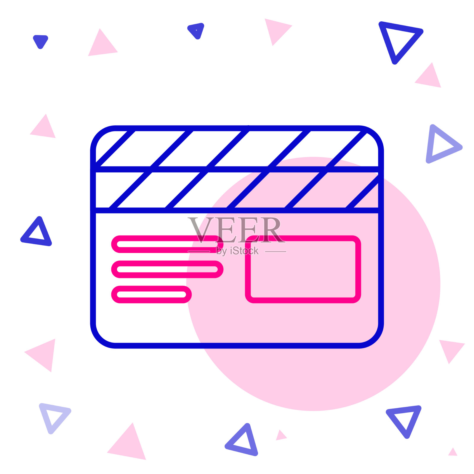 线电影拍手图标隔离在白色插画图片素材