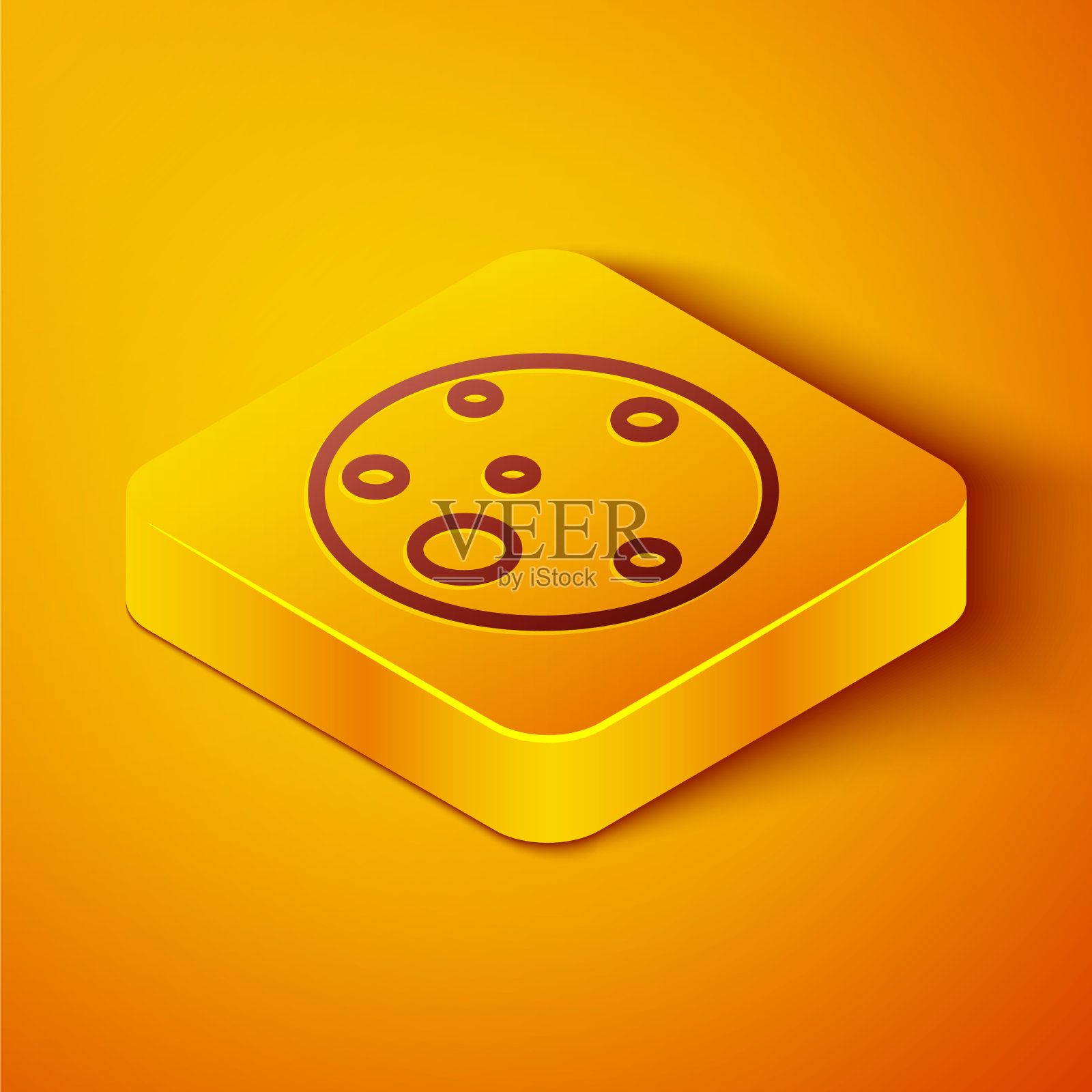 等距线行星火星图标孤立在橙色插画图片素材