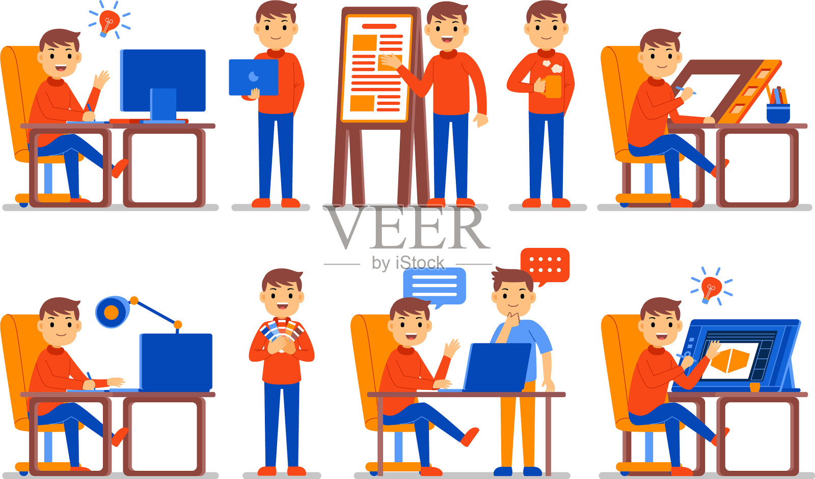 平面设计师的角色插画图片素材