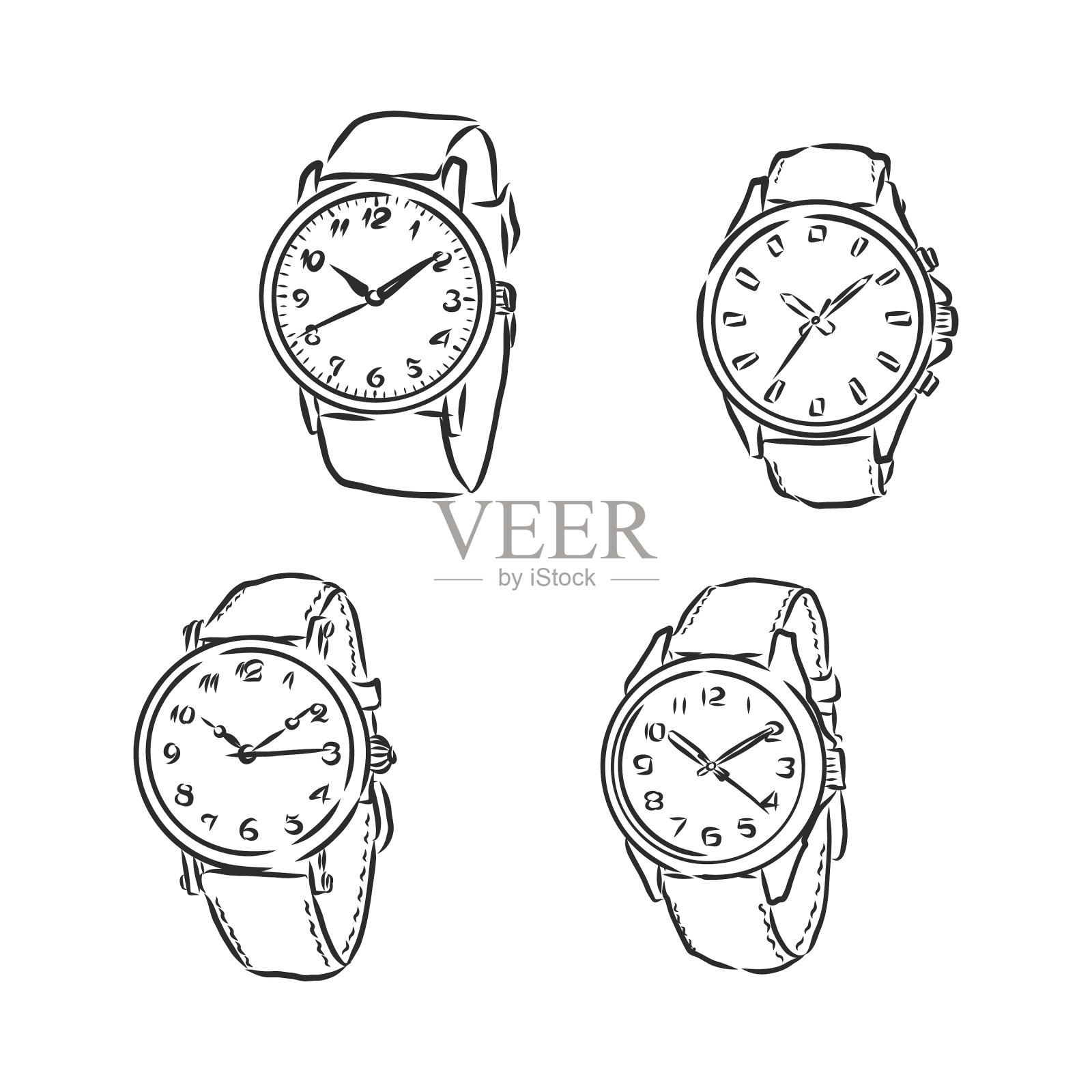 男子机械表上隔离白色插画图片素材