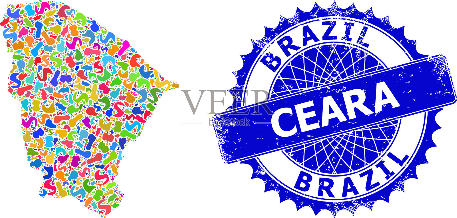 涂抹州地图和遇险邮票插画图片素材