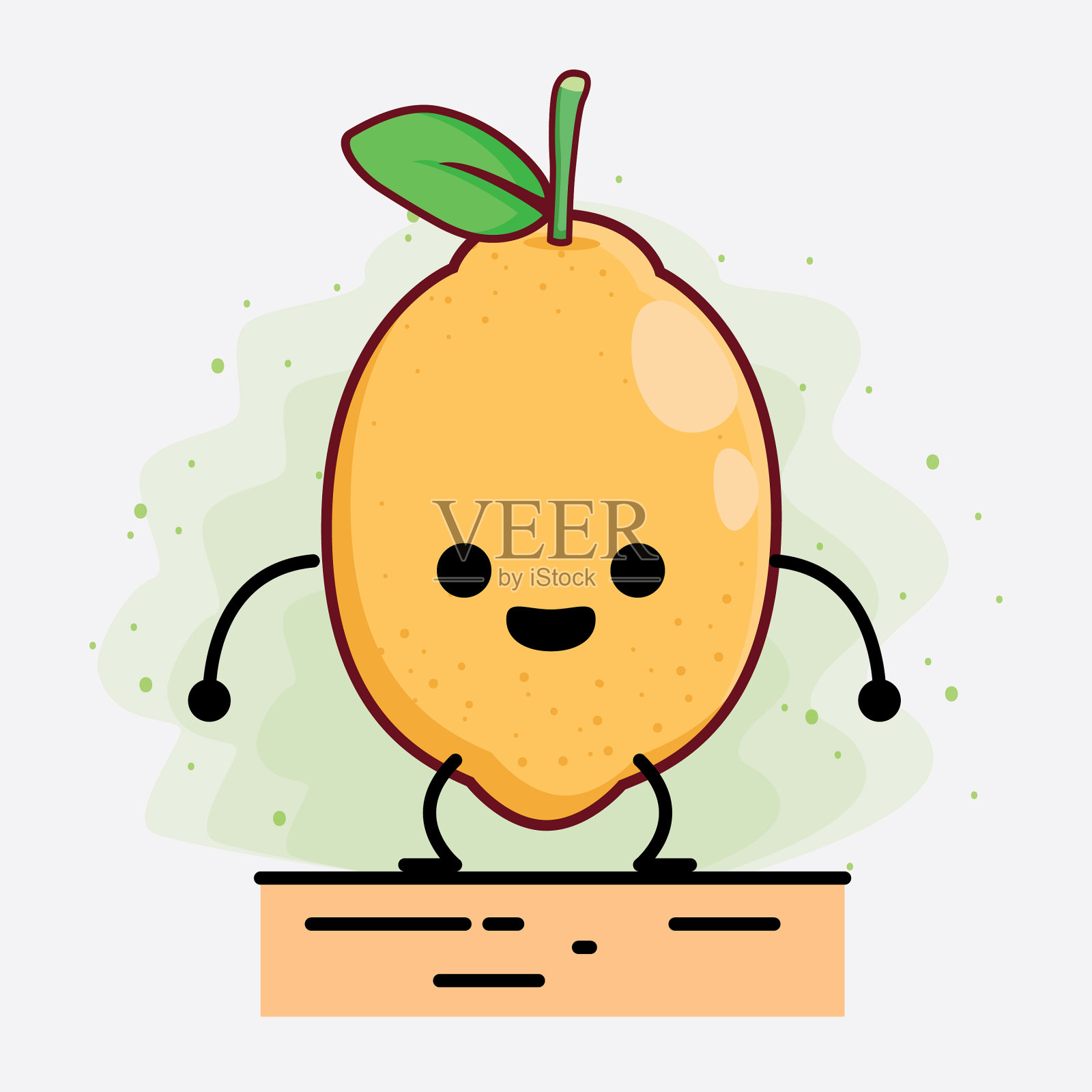 柠檬水果可爱的性格与简单的脸手插画图片素材