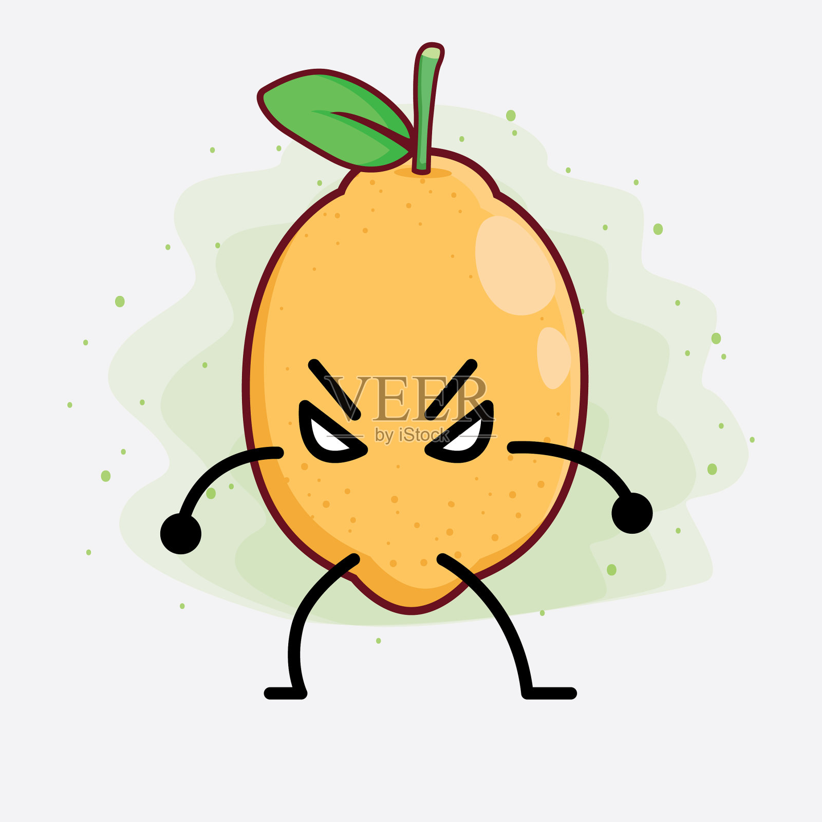 柠檬水果可爱的性格与简单的脸手插画图片素材