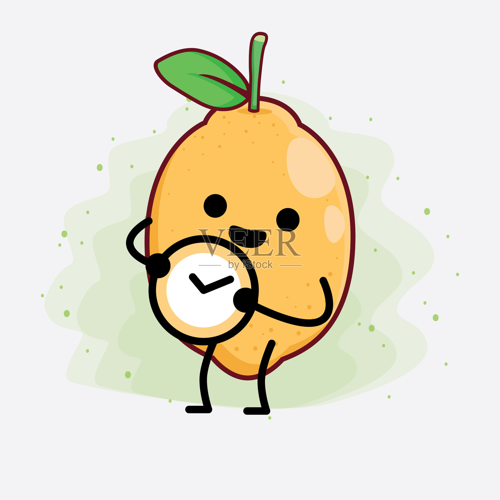 柠檬水果可爱的性格与简单的脸手插画图片素材