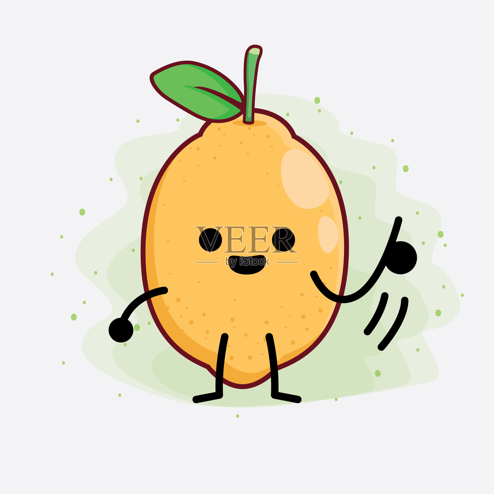 柠檬水果可爱的性格与简单的脸手插画图片素材