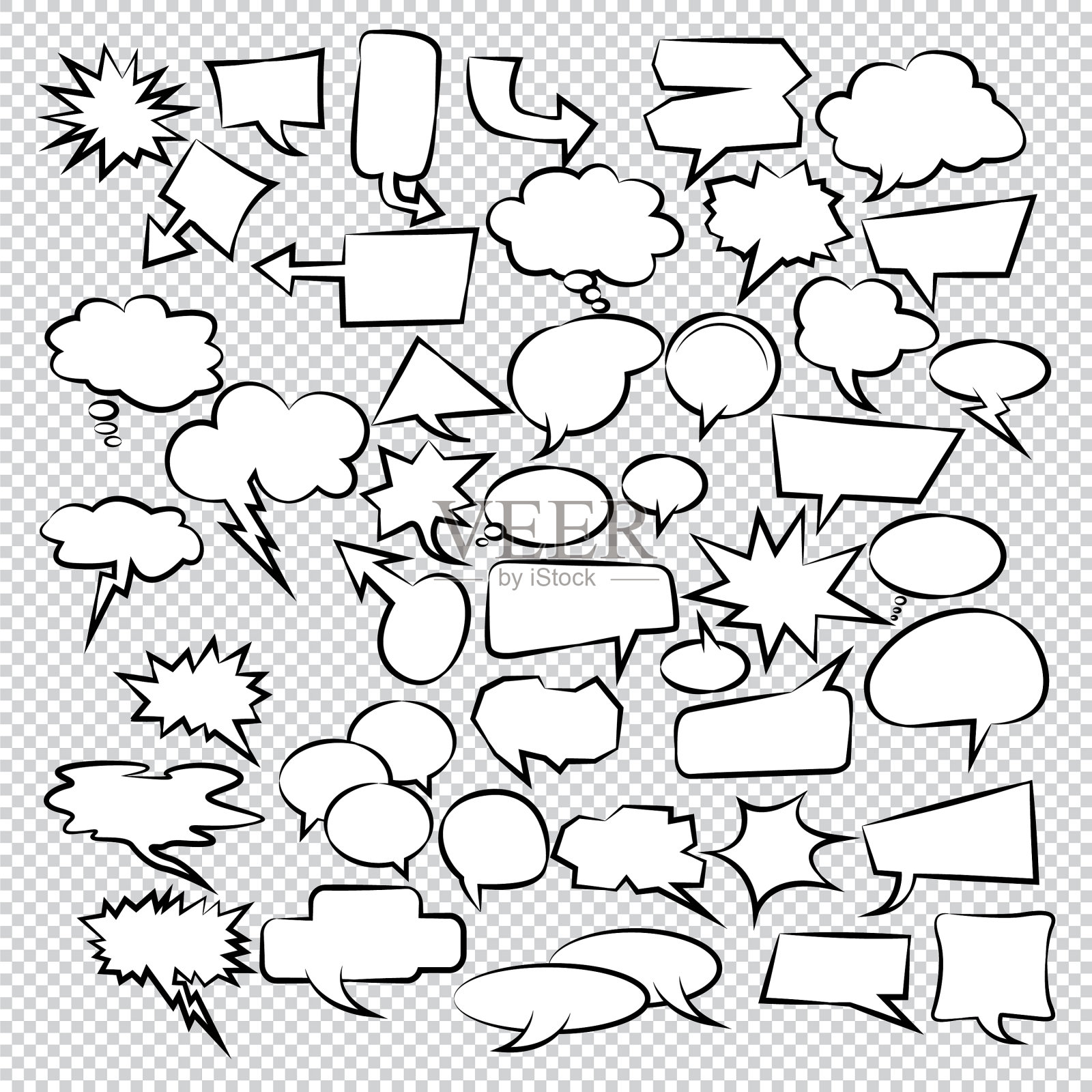 漫画演讲气泡图标收集颜色插画图片素材