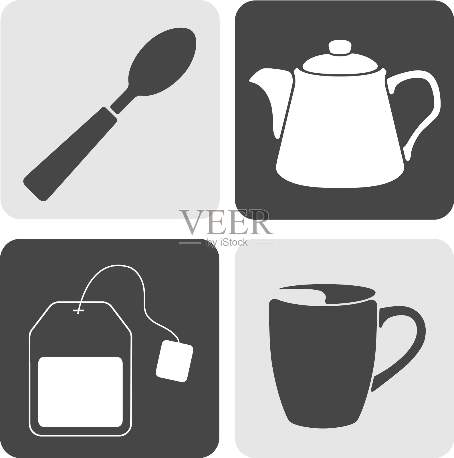 茶党图标是灰色和白色的图标素材