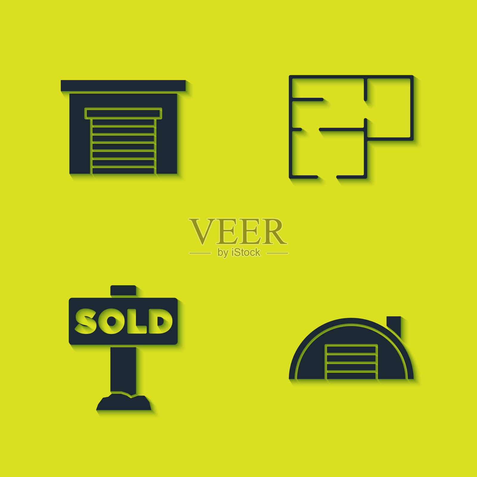 集车库仓库挂牌文字出售图标素材