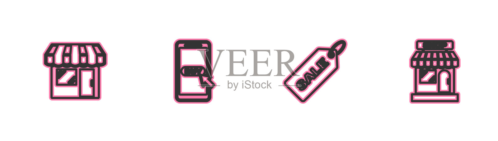 设置线市场商店价格标签与销售移动图标素材